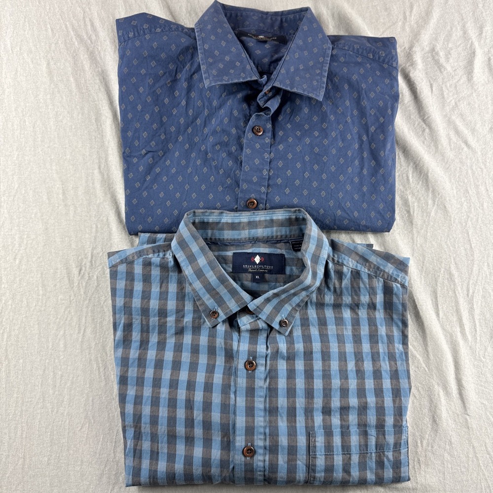 ArgyleCulture Russell Simmons Shirt Mens XL Blue Long Sleeve Button Up Lot of 2